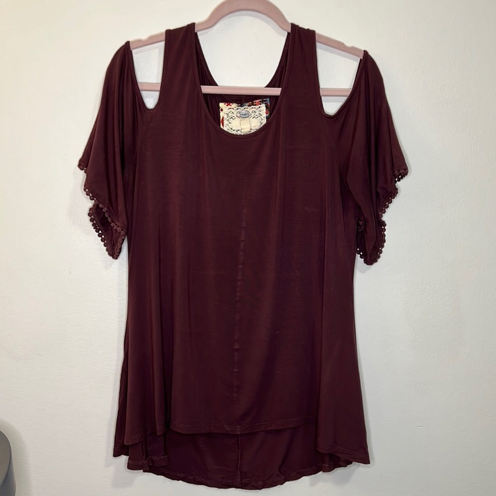 Red shirt with cut outs